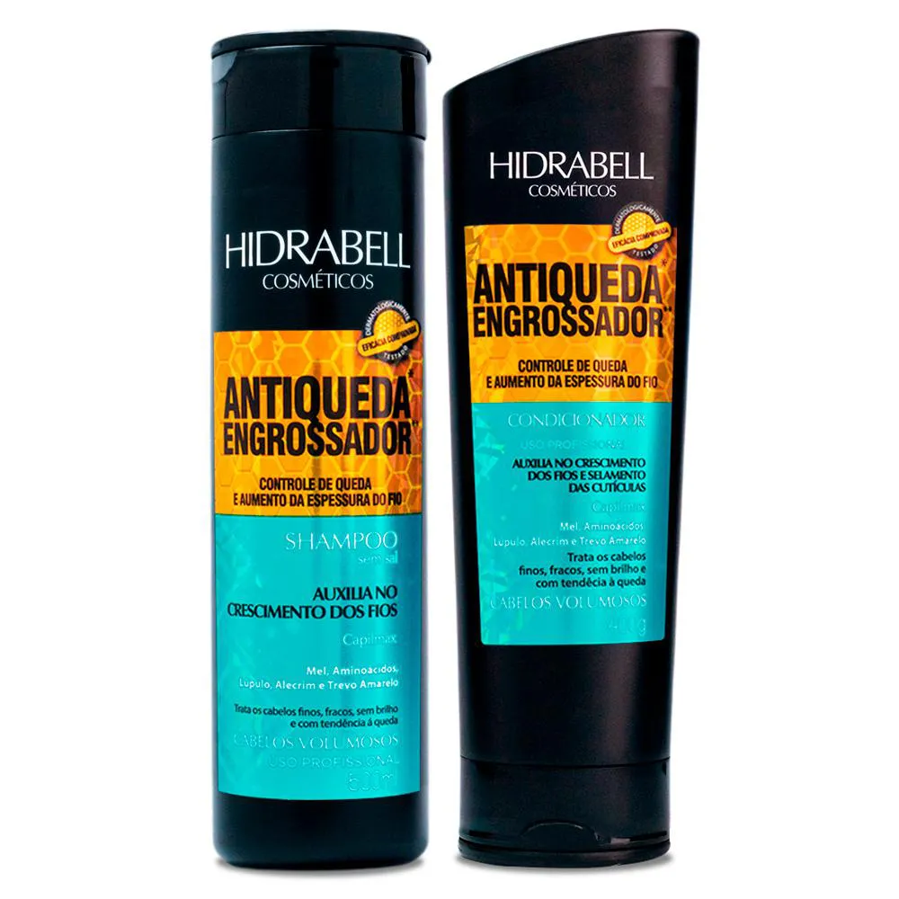 SHAMPOO E CONDICIONADOR ANTIQUEDA ENGROSSADOR DE FIOS HIDRABELL