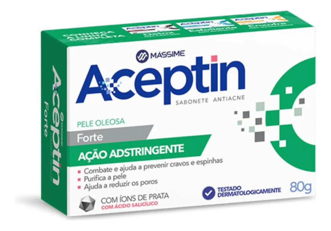 SABONETE ACEPTIN BARRA FORTE 80G ANTIACNE AçãO ADSTRINGENTE