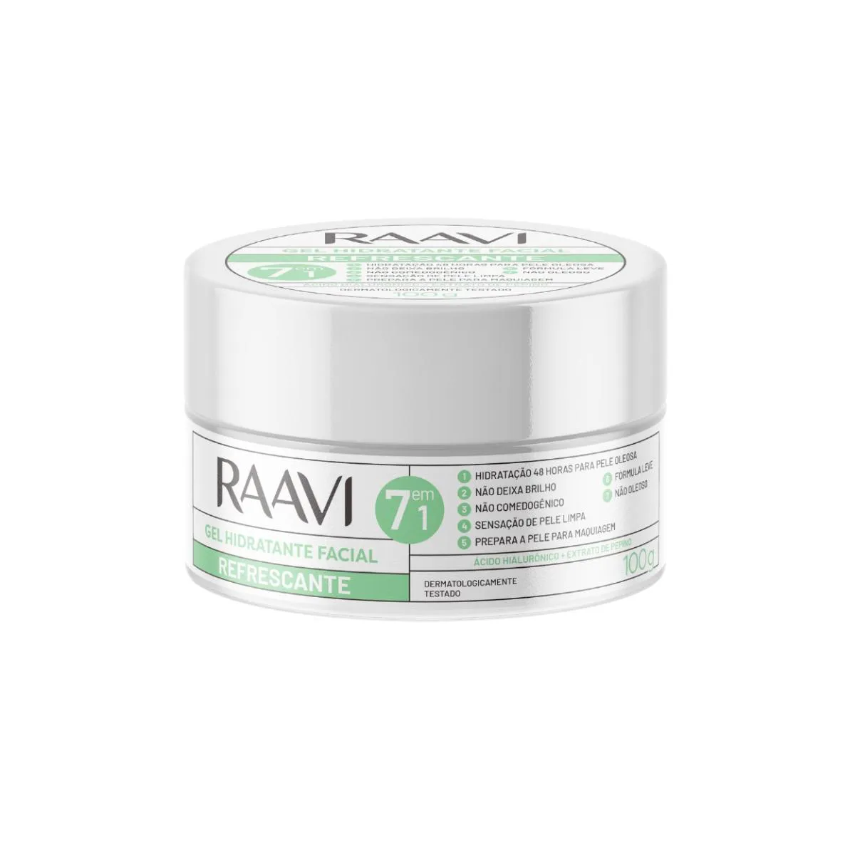 GEL HIDRATANTE FACIAL REFRESCANTE HIALURôNICO RAAVI 100G
