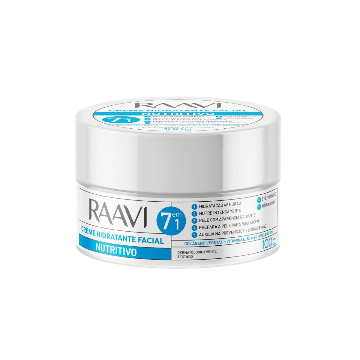 CREME HIDRATANTE FACIAL NUTRITIVO COLáGENO MATTE RAAVI 100G