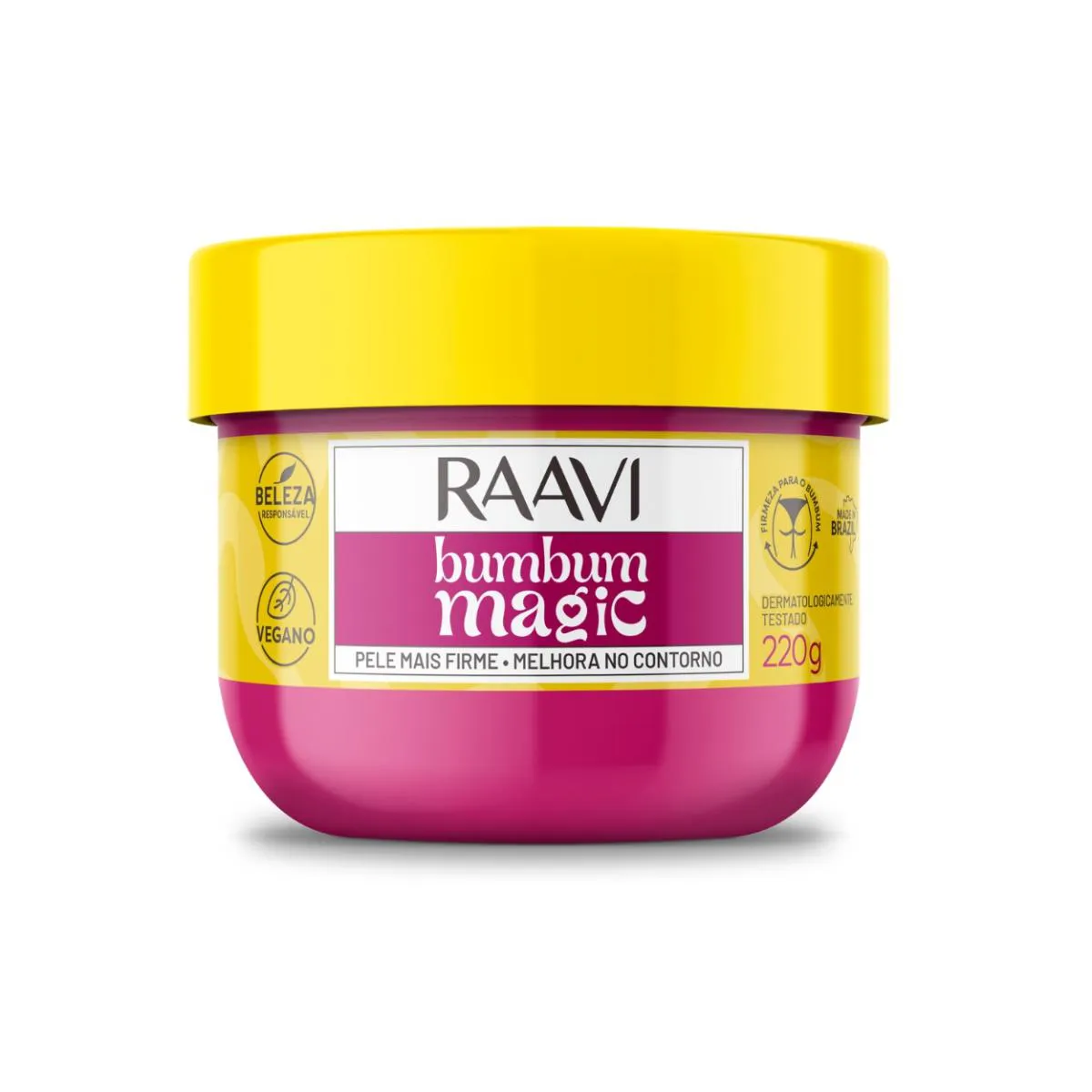 CREME BUMBUM MAGIC FIRMEZA E HIDRATAçãO VEGANO RAAVI 220G