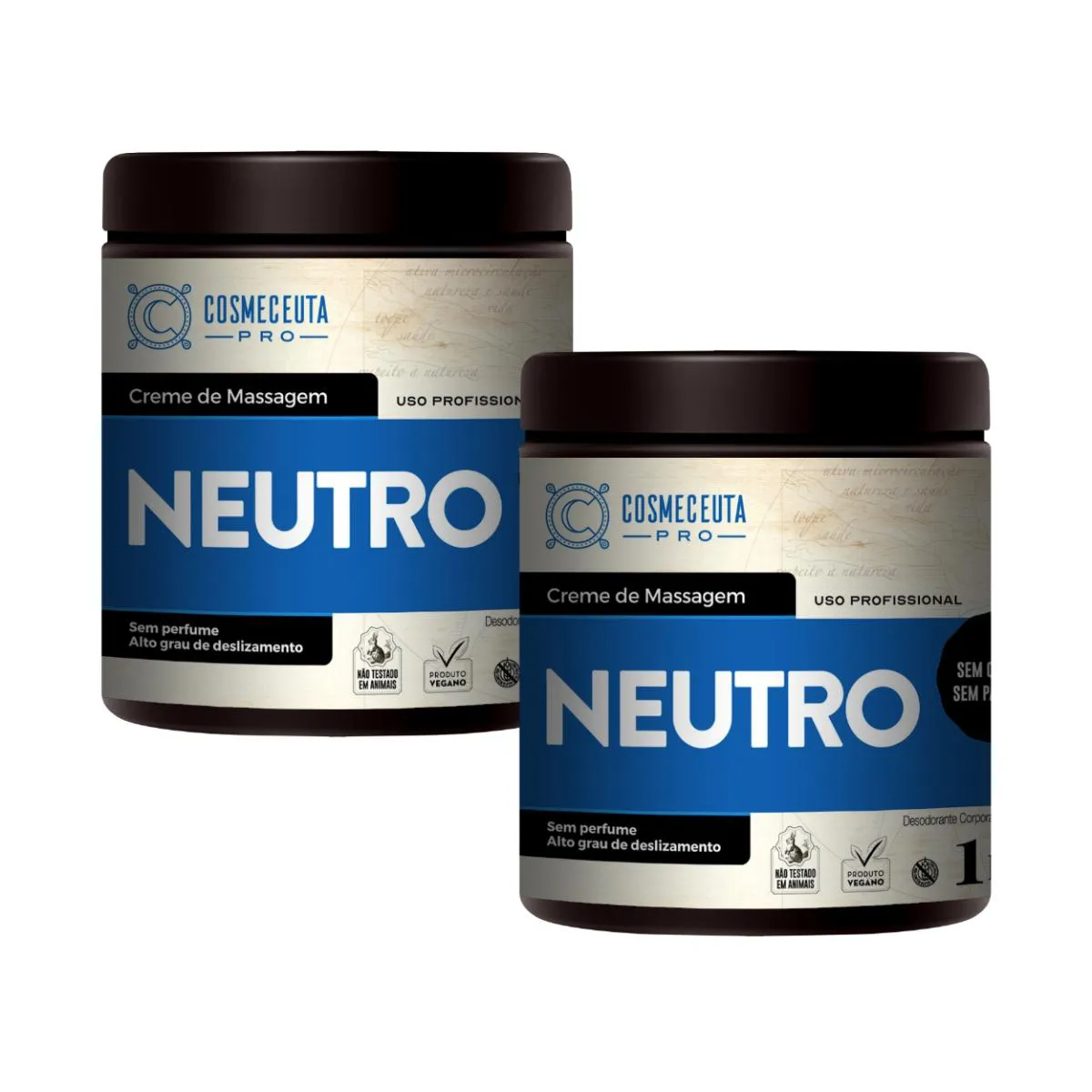 KIT 2 CREMES DE MASSAGEM NEUTRO CORPORAL VEGANO COSMECEUTA