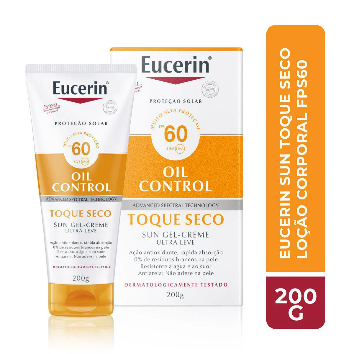 Protetor Solar Corporal Gel Creme Antioliosidade FPS 60 Eucerin Sun Pele Oleosa 200ml