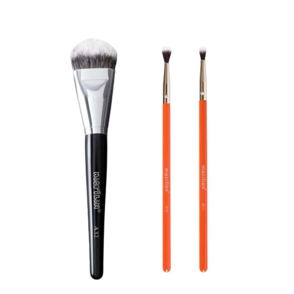 KIT ESFUMAR LINHA BEAUTY TOOLS - MACRILAN - BT10 + BT11 + PINCEL A32 PROFISSIONAL PARA BASE
