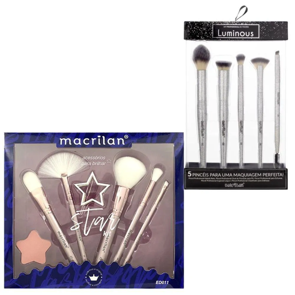 KIT PROFISSIONAL STAR - MACRILAN - ED011 + KIT ED800 COM 5 PINCéIS PARA MAQUIAGEM LUMINOUS