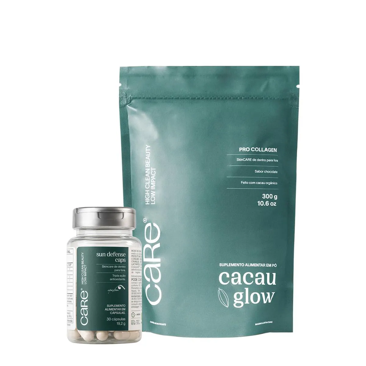 CARE NATURAL BEAUTY CACAU GLOW E SUN DEFENSE CAPS (2 PRODUTOS)