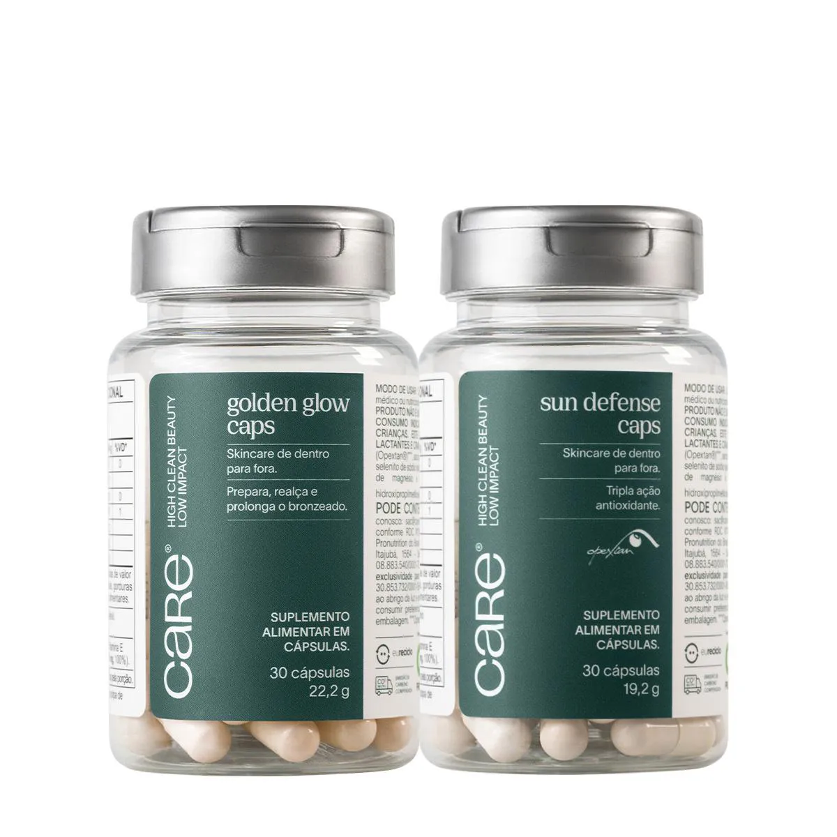 CARE NATURAL BEAUTY GOLDEN GLOW CAPS E SUN DEFENSE CAPS (2 PRODUTOS)