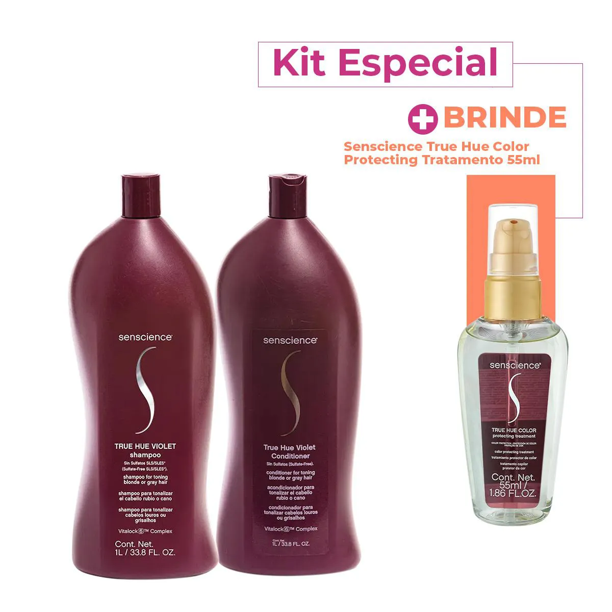 KIT SENSCIENCE TRUE HUE VIOLET SALON SéRUM (3 PRODUTOS)