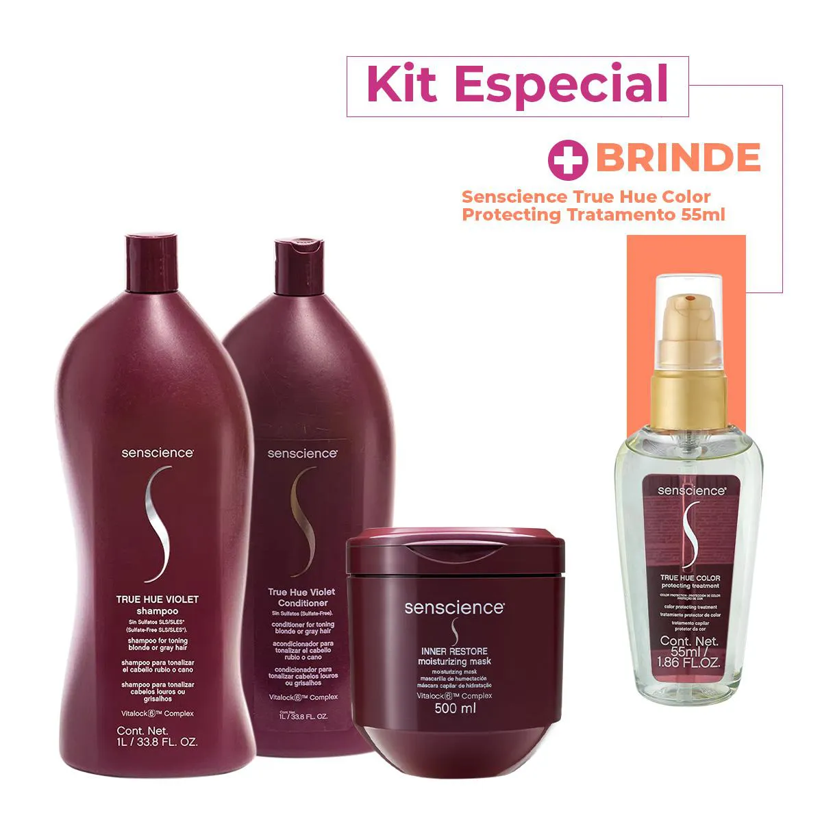 KIT SENSCIENCE TRUE HUE VIOLET INNER SALON TOTAL SéRUM(4 PRODUTOS)