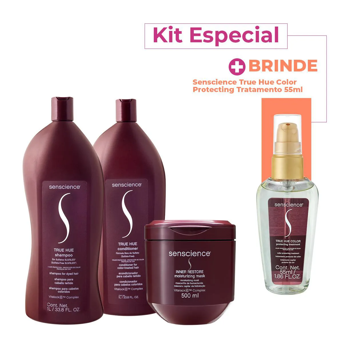 KIT SENSCIENCE TRUE HUE INNER RESTORE SALON TOTAL SéRUM (4 PRODUTOS)