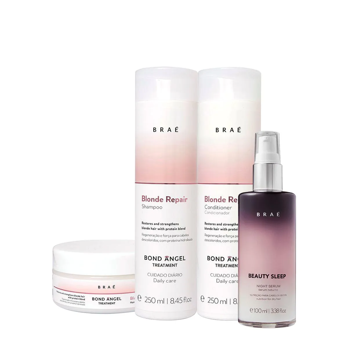 KIT BRAé BLOND REPAIR SHAMPOO CONDICIONADOR MáSCARA E BEAUTY SLEEP (4 PRODUTOS)