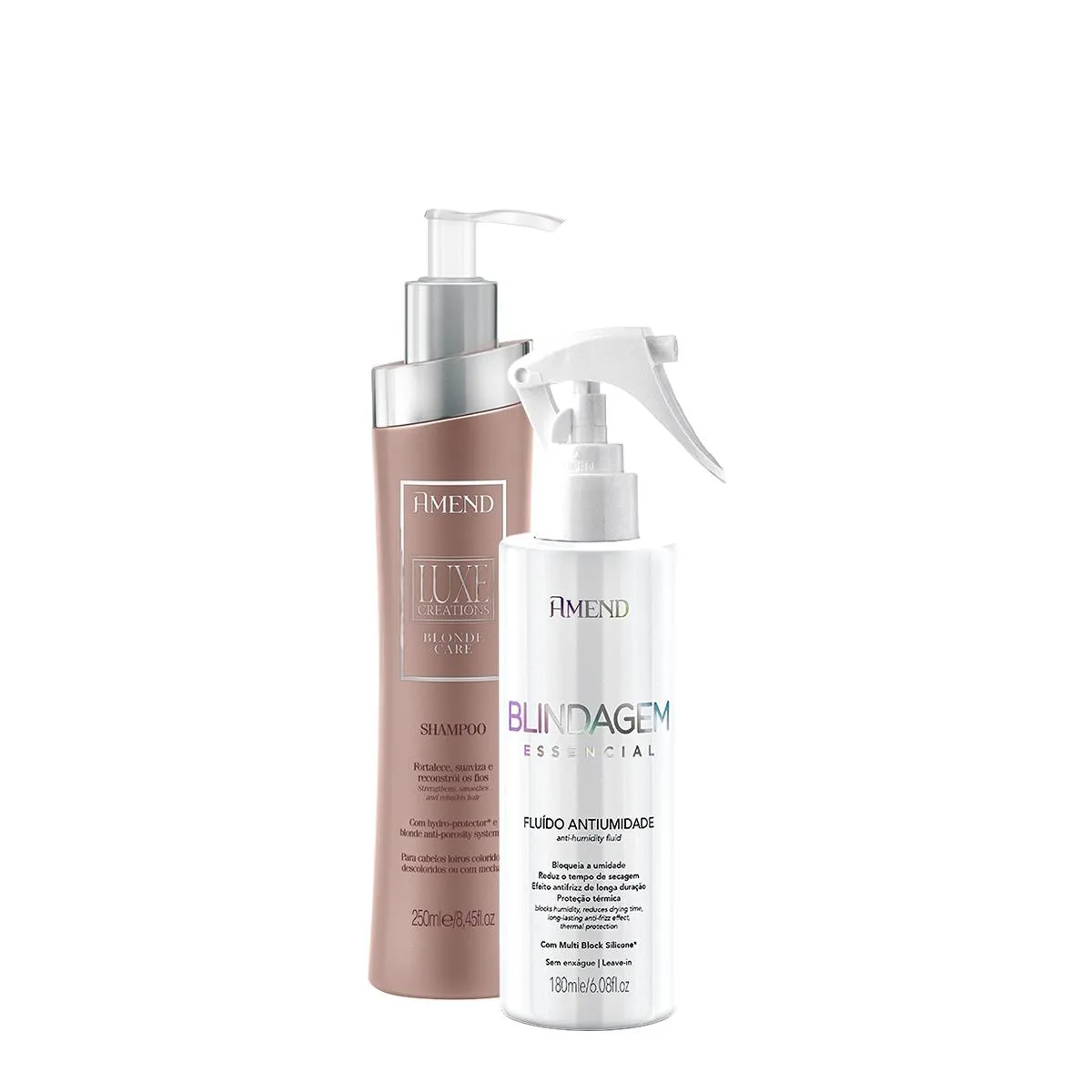 KIT AMEND LUXE CREATIONS BLONDE CARE SHAMPOO E FLUíDO ANTIUMIDADE (2 PRODUTOS)