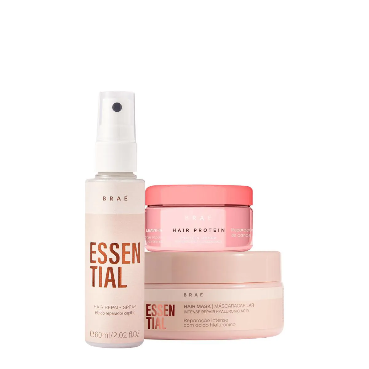 KIT BRAé HAIR PROTEíN ESSENTIAL HAIR SPRAY MINI E MáSCARA (3 PRODUTOS)