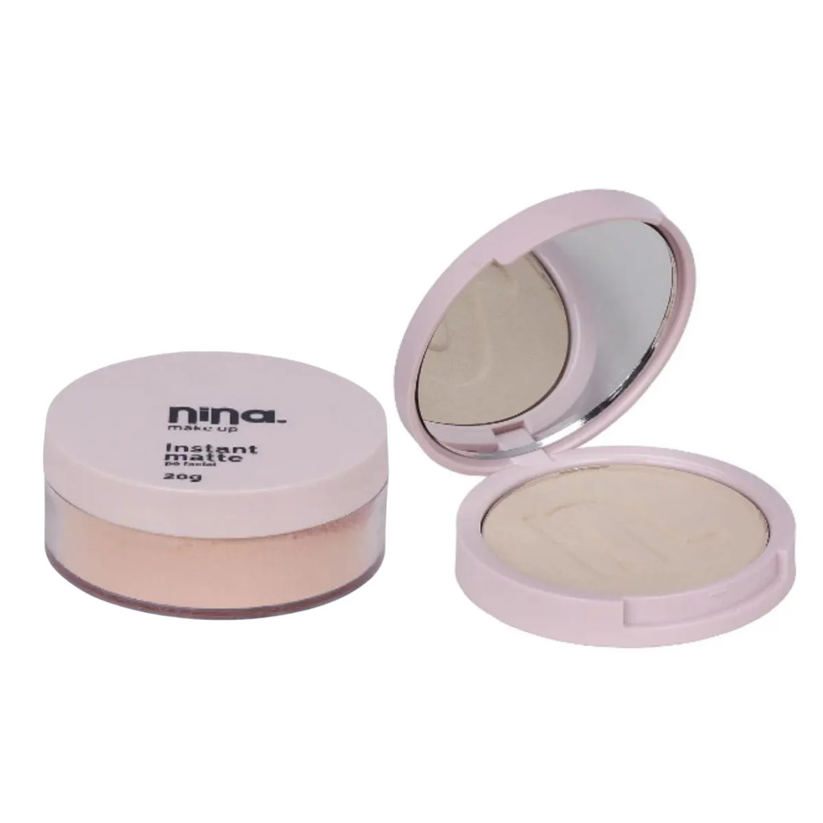 KIT NINA MAKEUP Pó INSTANT COMPACTO COR 2 + Pó SOLTO COR 2