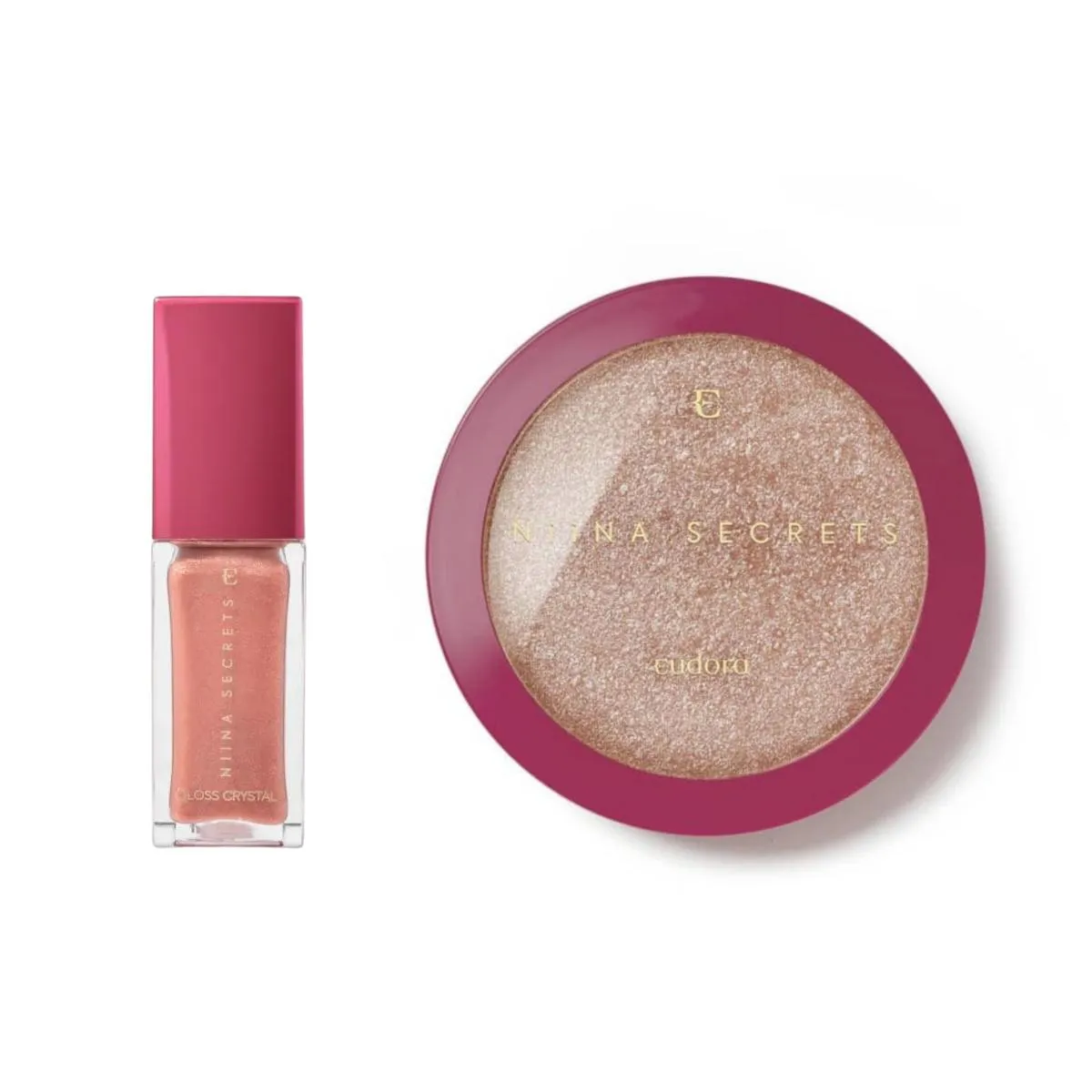 KIT NIINA SECRET GLOSS CRYSTAL TOPAZIO+ILUMINADOR POWER ROSE