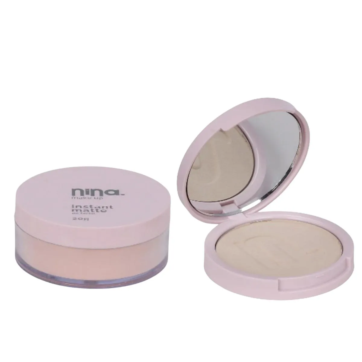 KIT NINA MAKEUP Pó INSTANT COMPACTO COR 1 + Pó SOLTO COR:1
