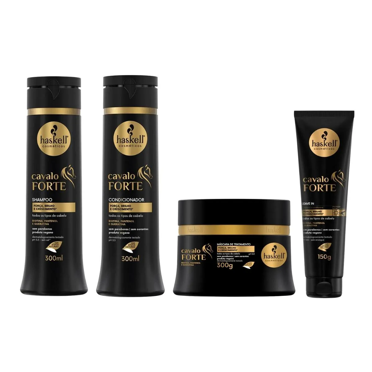 KIT HASKELL CAVALO FORTE SHAMPOO+CONDI+MASCARA+LEAVE IN