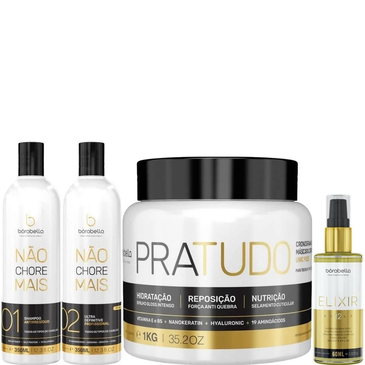 BORABELLA KIT NãO CHORE 2X350ML + PRATUDO 1KG + ELIXIR 60ML