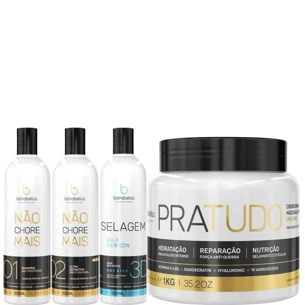 BORABELLA KIT NãO CHORE + SELAGEM 3X350ML + PRATUDO 1KG