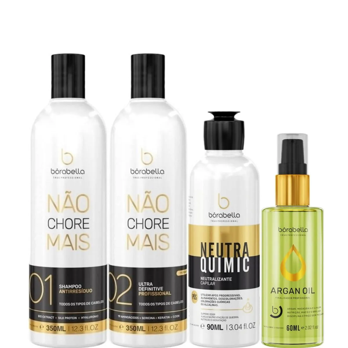 BORABELLA KIT NãO CHORE 350ML + NEUTRAQUIMIC 90ML + ARGAN 60ML