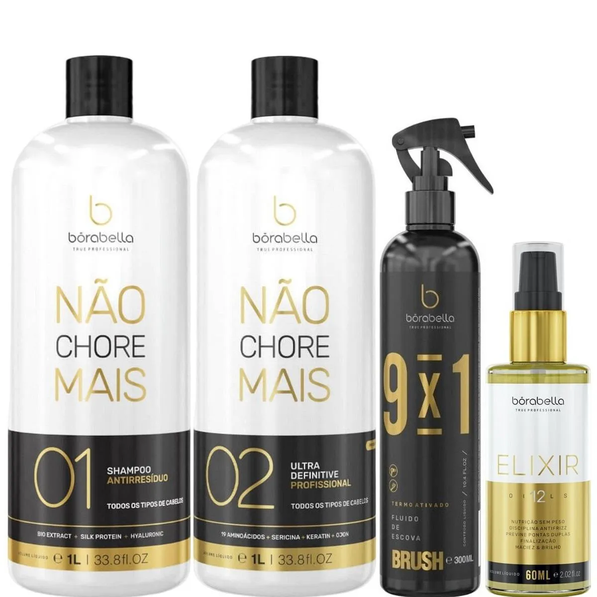BORABELLA KIT NãO CHORE 1L + FLUIDO 300ML + ELIXIR 60ML