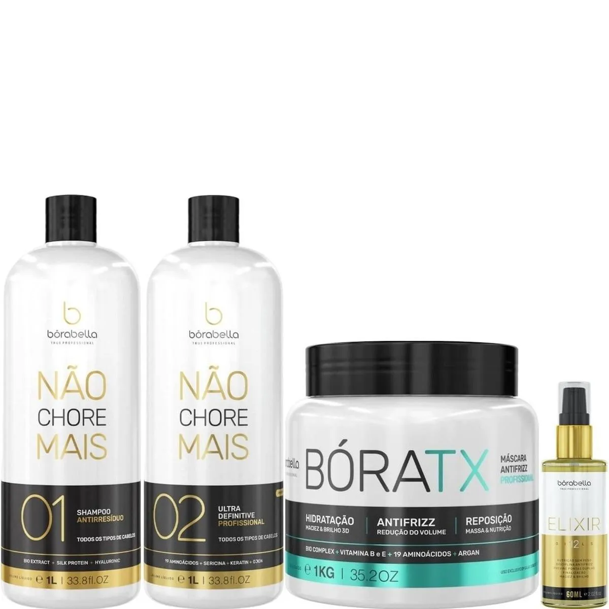 BORABELLA KIT NãO CHORE 2X1L + BóRATX 1KG + ELIXIR 60ML