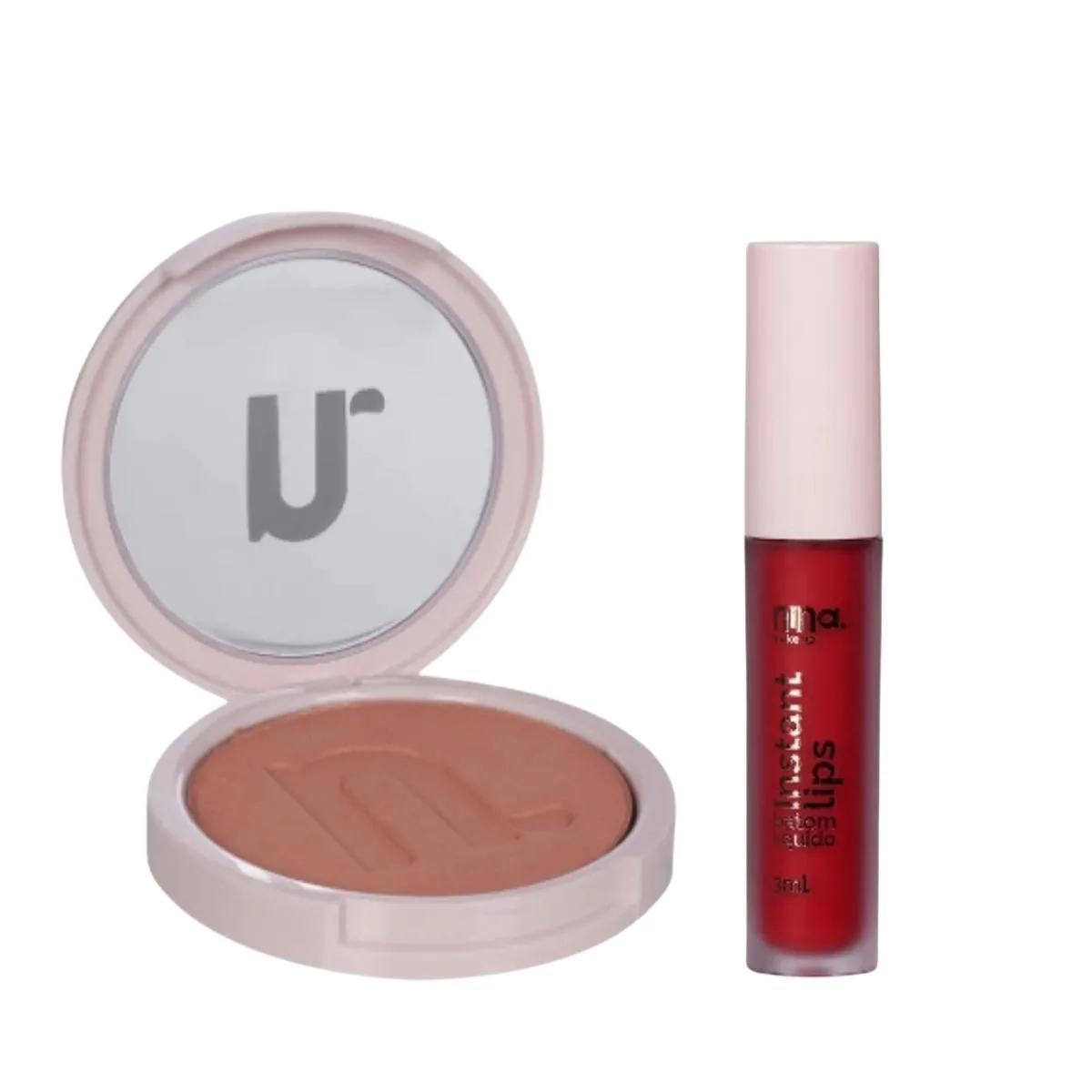 KIT NINA MAKEUP BLUSH INSTANT VERãO+BATOM LíQUIDO RUBI