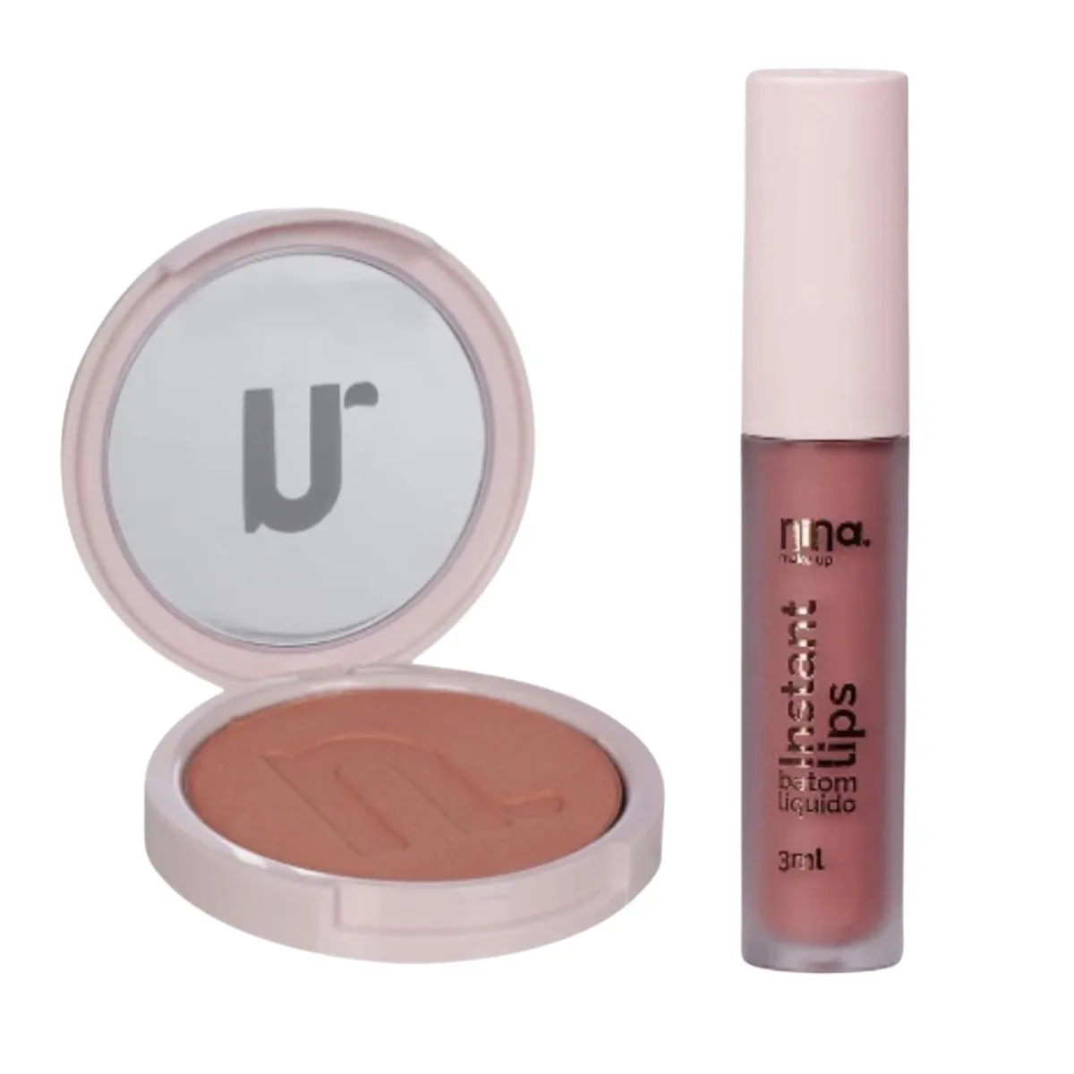 KIT NINA MAKEUP BLUSH INSTANT VERãO+BATOM LíQUIDO ESSENCIA