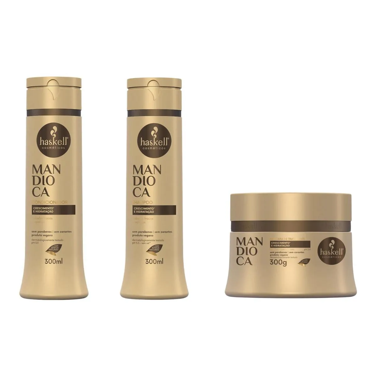 KIT HASKELL MANDIOCA SHAMPOO + CONDICIONADOR + MáSCARA