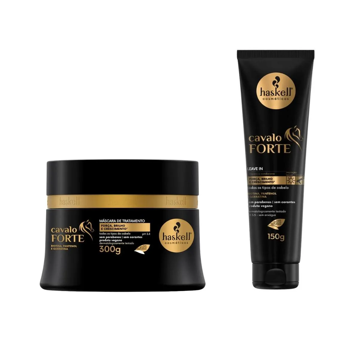 KIT HASKELL CAVALO FORTE MáSCARA 300GR + LEAVE IN 150G