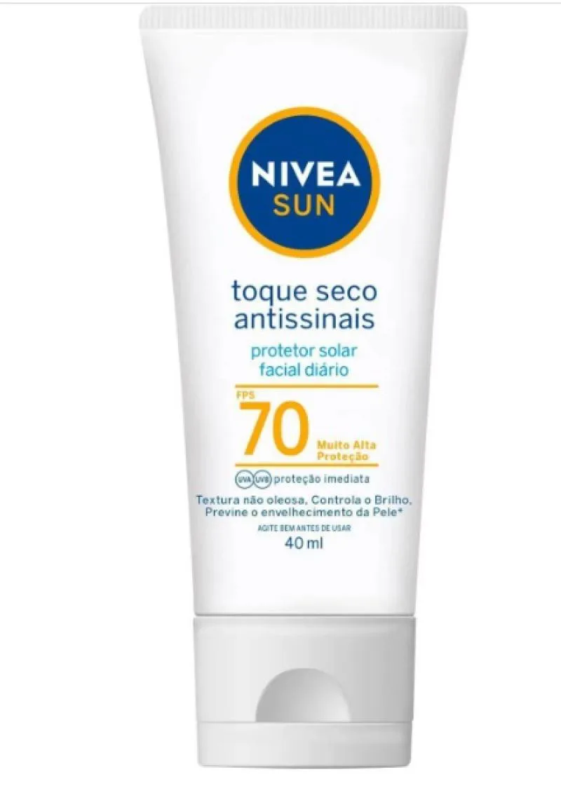 PROTETOR SOLAR FACIAL NIVEA SUN TOQUE SECO ANTISSINAIS FPS70 40ML