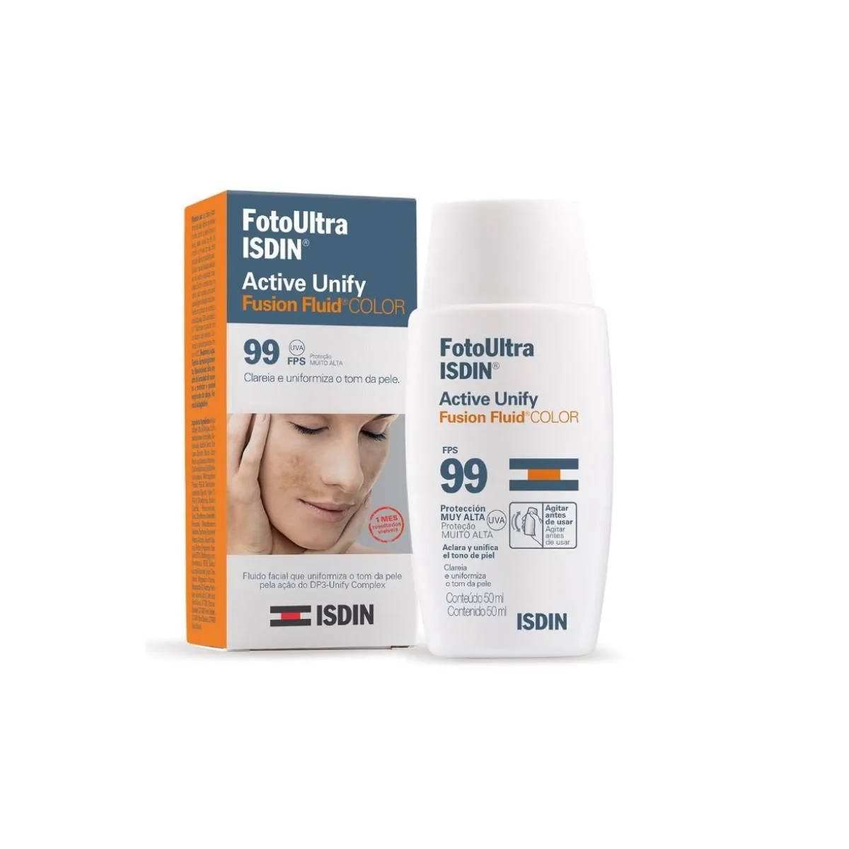 PROTETOR SOLAR FACIAL FOTO ULTRA ISDIN ACTIVE UNIFY COLOR FPS 99 - 50ML
