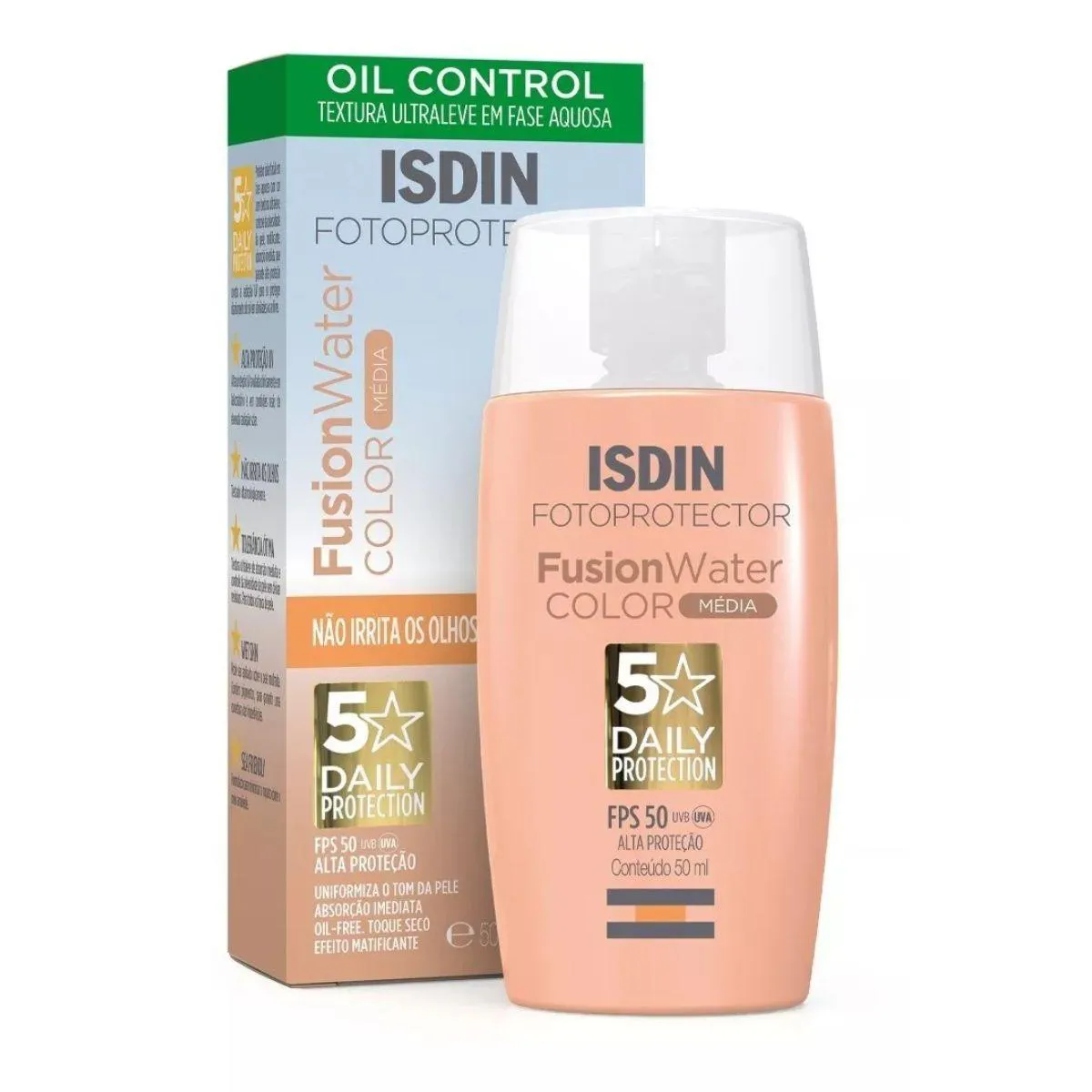 PROTETOR SOLAR FACIAL ISDIN FUSION WATER COLOR MéDIA FPS50 50ML