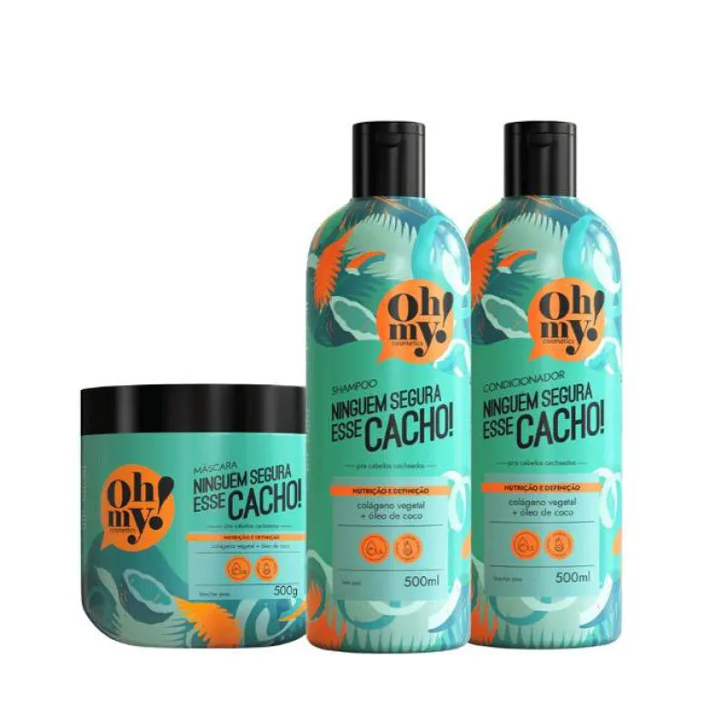 KIT SHAMPOO CONDICIONADOR E MáSCARA NINGUéM SEGURA ESSE CACHO! OH MY! - 500ML