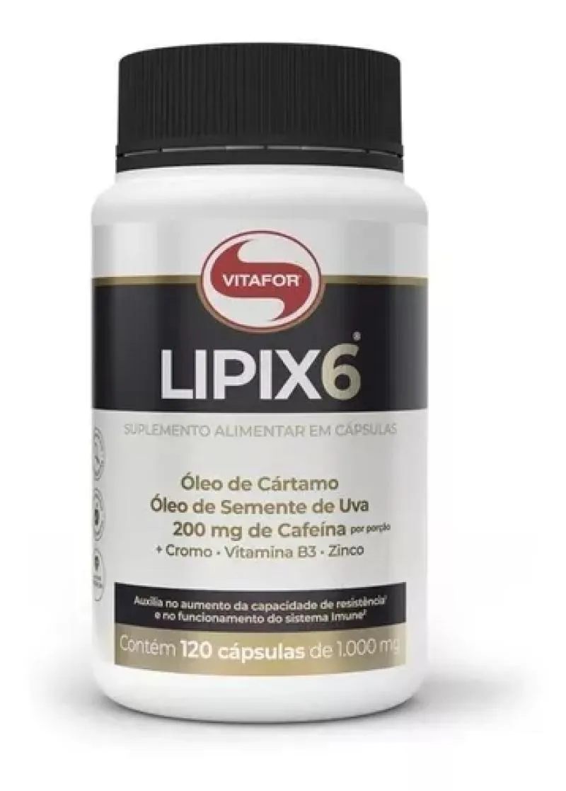 LIPIX6 120 CAPS OLEO CARTAMO + OLEO UVA + CAFEINA VITAFOR