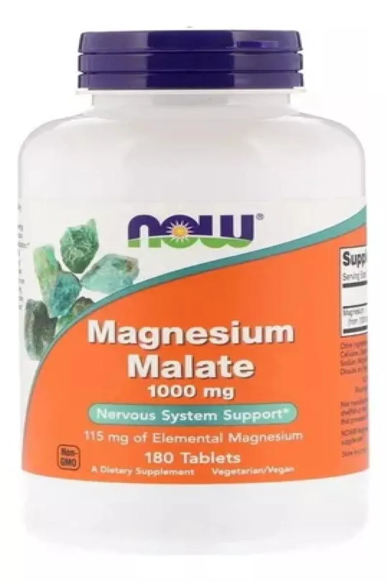 MAGNESIO DIMALATO MALATO NOW FOODS 1000MG 180 COMPRIMIDOS