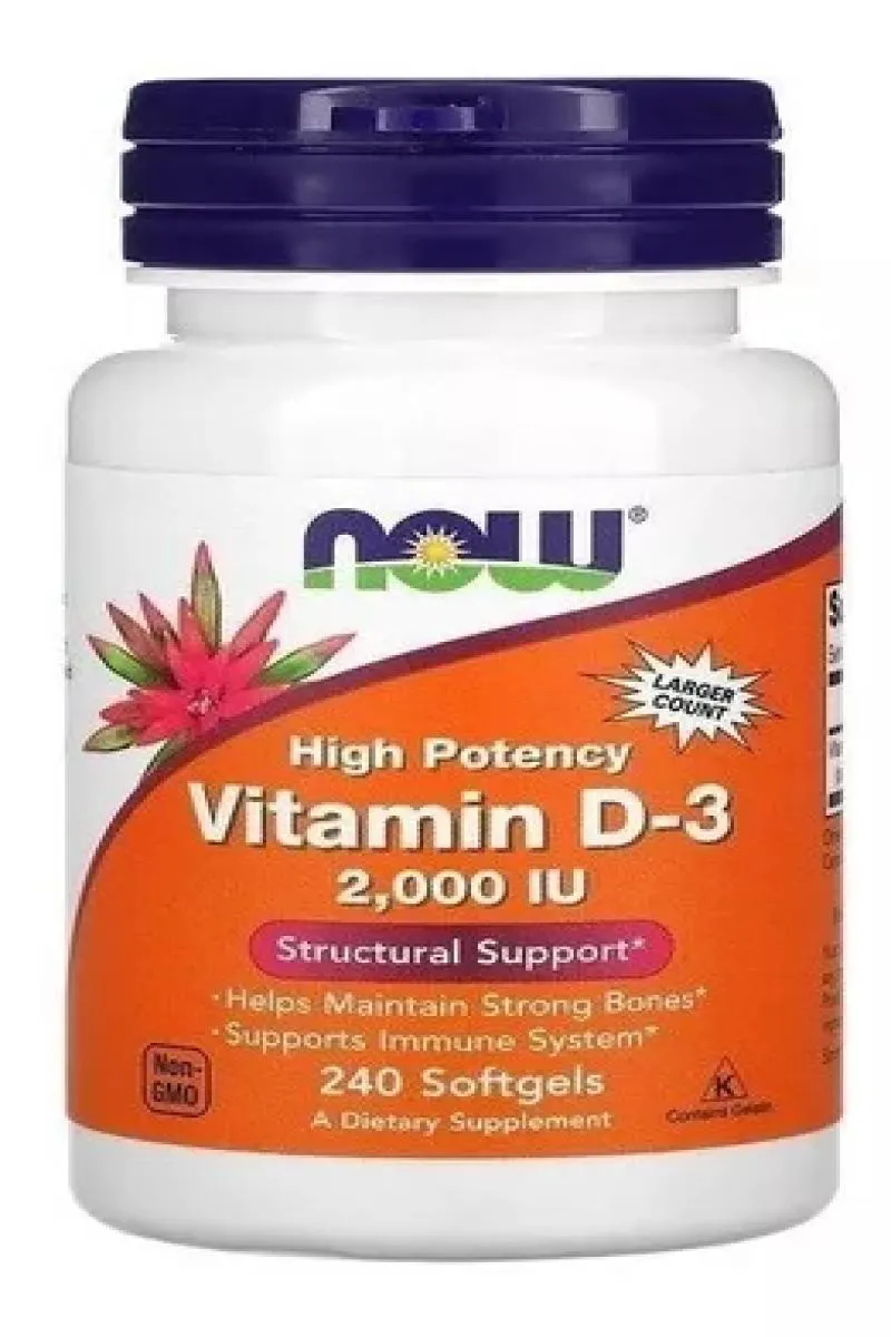 VITAMINA D3 2,000 IU NOW FOODS 240 SOFT GELS  IMPORTADO EUA