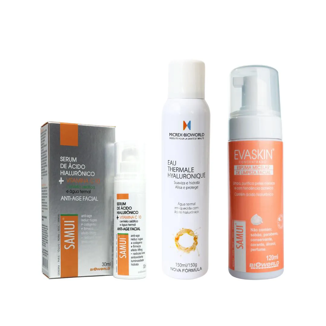 KIT EAU THERMALE HYALURONIQUE 150 ML + SéRUM ANTI-AGE 30 ML + ESPUMA MICELAR PELE OLEOSA 120 ML