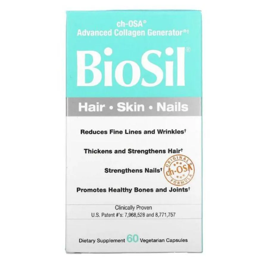 BIOSIL 100MG 60 CÁPSULAS - PELE, UNHAS E CABELOS MAIS FORTES - CH-OSA GERADOR AVANÇADO DE COLÁGENO - NATURAL FACTORS