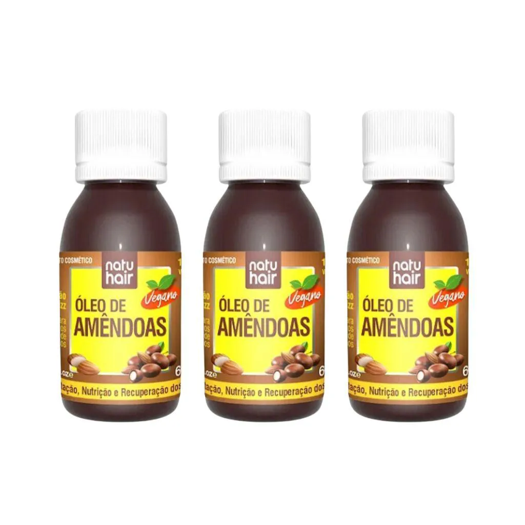 OLEO CAPILAR NATUHAIR 60ML AMENDOAS - KIT C/ 3UN