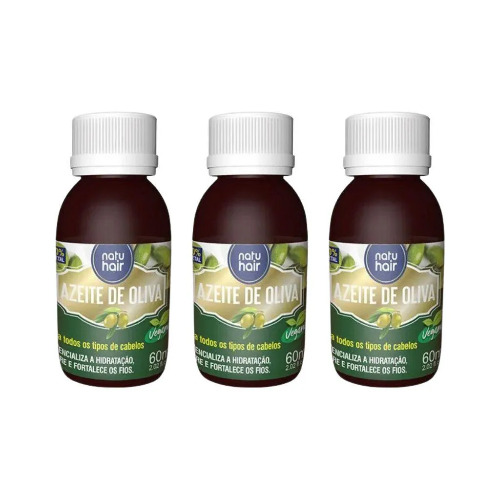 OLEO CAPILAR NATUHAIR 60ML AZEITE DE OLIVA - KIT C/ 3UN