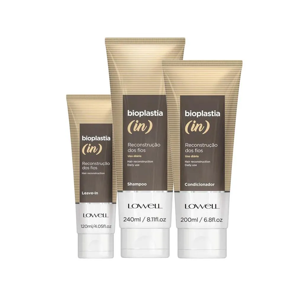 KIT LOWELL BIOPLASTIA IN - SHAMPOO 240ML + CONDICIONADOR 200ML + LEAVE-IN 120ML