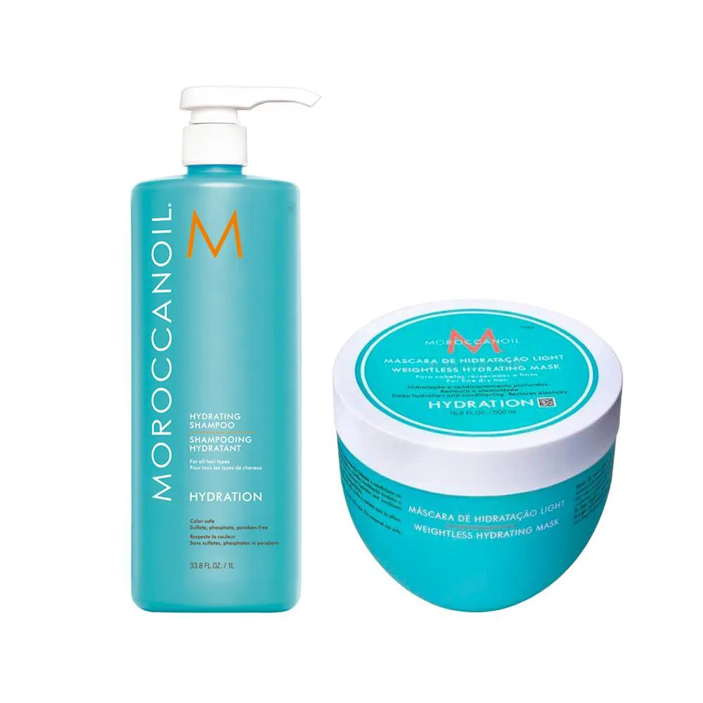 KIT MOROCCANOIL HYDRATION - SHAMPOO 1000 ML + MáSCARA 500 ML