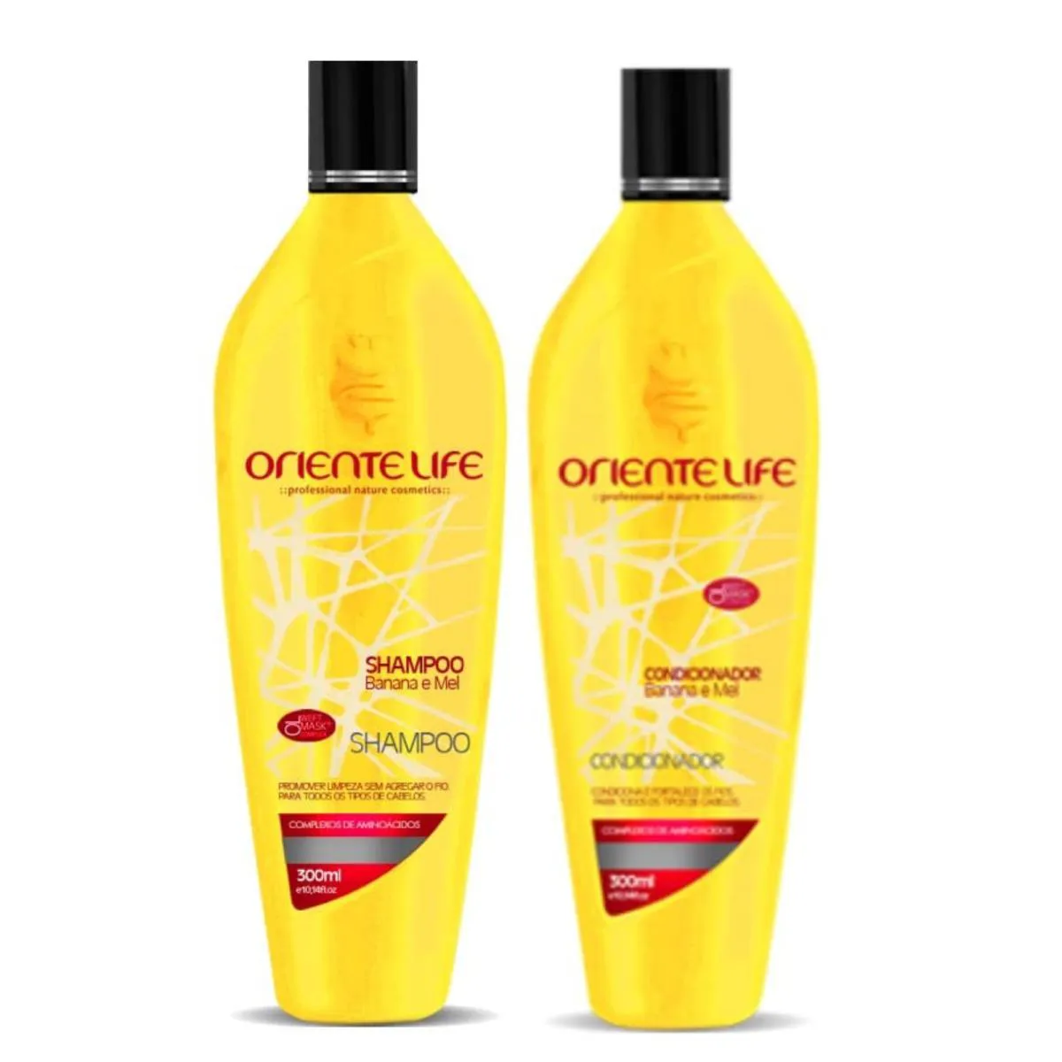 SHAMPOO E CONDICIONADOR BANANA E MEL 300ML ORIENTE LIFE