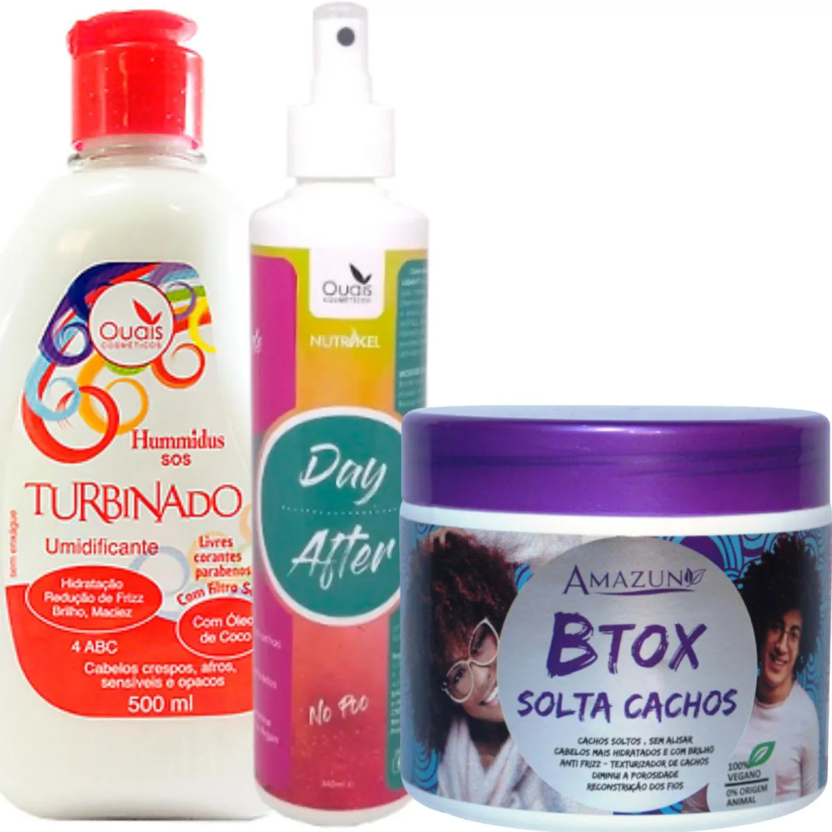 BOTOX SOLTA CACHOS 500G - UMIDIFICANTE SOS 500ML - DAY AFTER