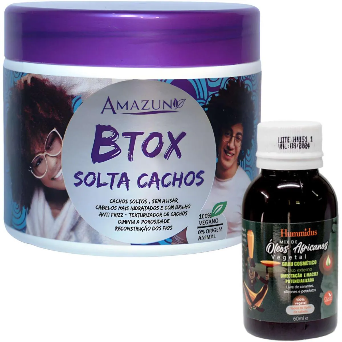 BTOX SOLTA CACHOS 500G SEM FORMOL + MIX ÓLEO AFRICANO 60ML