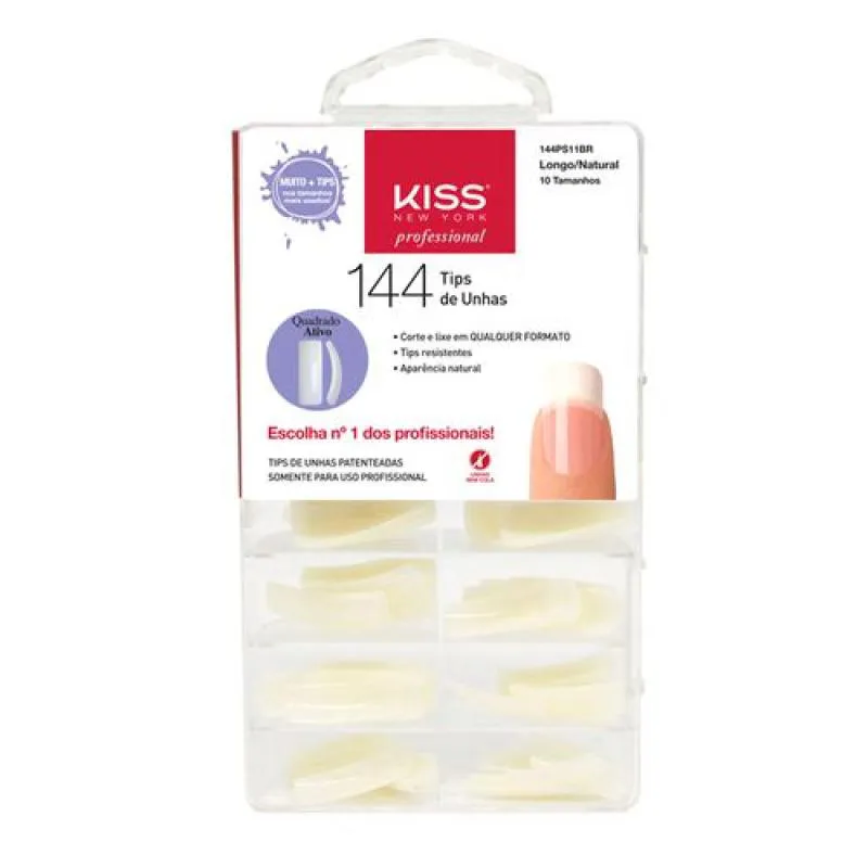 144 TIPS DE UNHAS LONGO NATURAL - KISS NEW YORK