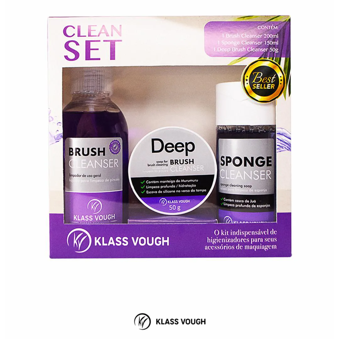 KIT TRIO DE HIGIENIZADORES DE PINCéIS CLEAN SET - KLASS VOUGH