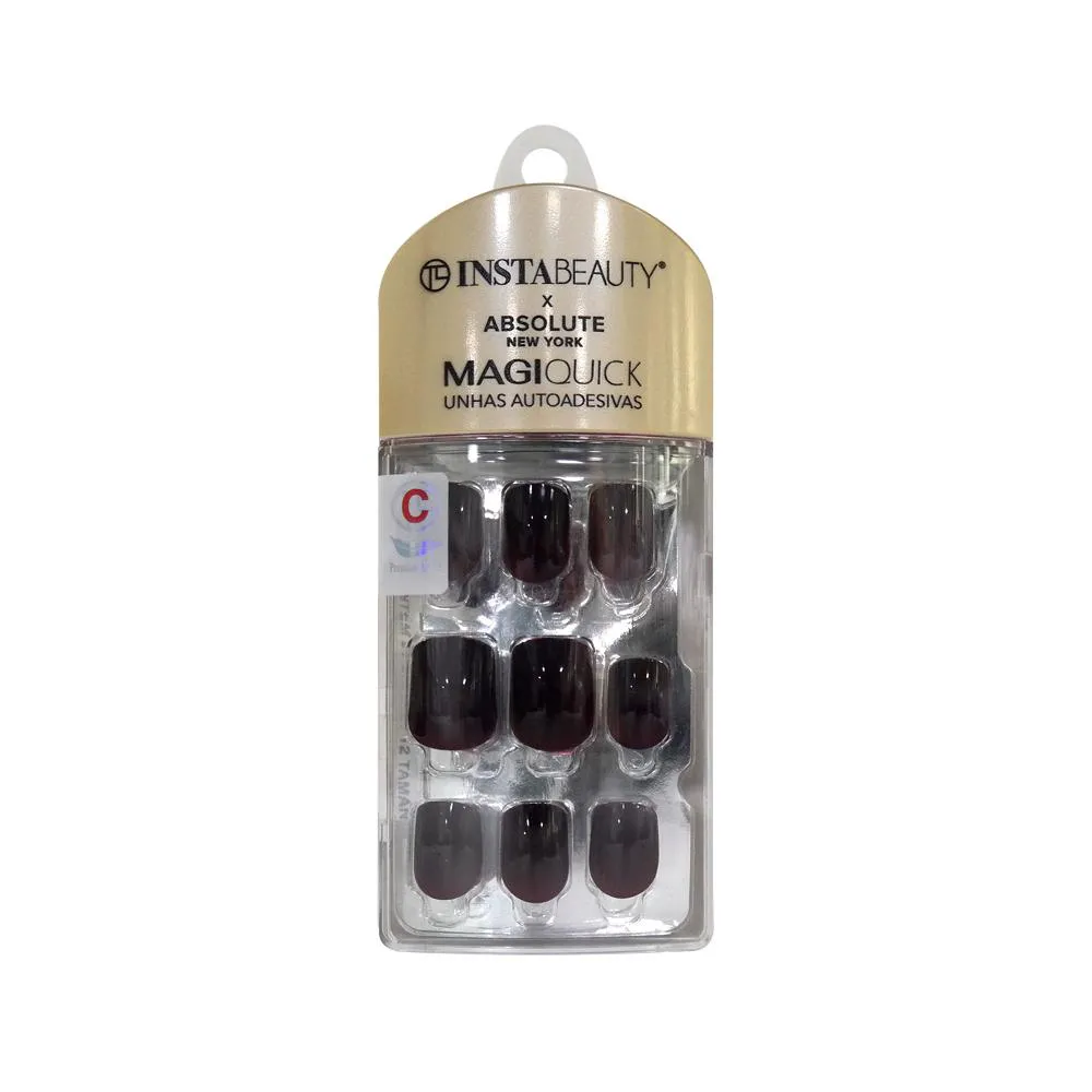 UNHAS AUTOADESIVAS CURTA REDDISH BLACK - ABSOLUTE NEW YORK X INSTABEAUTY