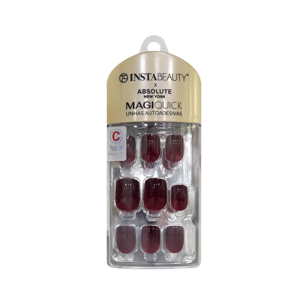 UNHAS AUTOADESIVAS CURTA MAHOGANY RED - ABSOLUTE NEW YORK X INSTABEAUTY